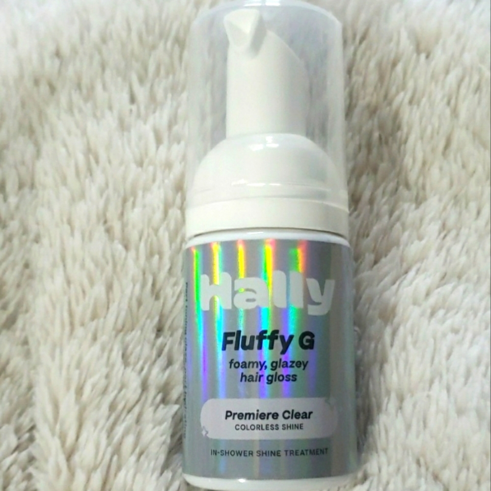 HALLY FLUFFY G, FOAMY GLAZEY HAIR GLOSS.
